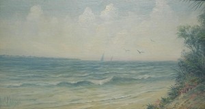 Addison, W.C. A Summer Day, Gulf of Mexico, Florida. Oil on board, 7 and three quarters by 14 inches.