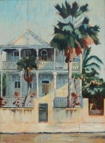 Armstrong, Ris. Just Off Duval, 1960. Oil on board, 18 by 24 inches.