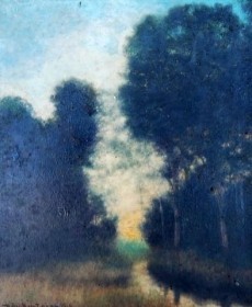 Austrian, Ben. Palm Beach, Royal  Poinciana Studio, 1919.  Oil on board, 9 and one half by 11 and one half inches.