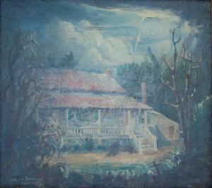 Brandien, Carl W. The Poe Cottage, Fordham, New York, 1927. OIl on canvas, 10 onehalf by11 threequarters inch.