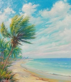 Brandien, Carl. Windy Day Ft. Lauderdale Beach, 1944. Oil on board, 12 by 14 inches.