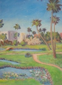 Brown, Everett Currier, Riverfront Park, Daytona Beach, Fla. Oil on board, 6 by 8 inches.