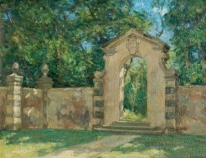 Brown, Horace. The Gate, Viscaya, Coconut Grove, 1943. Oil on board, 12 by 16 inches.