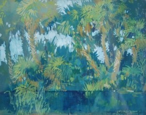 Brown, J. McGibbon. Miami, 1941.  Watercolor, gouche, 7 by 9 inches.
