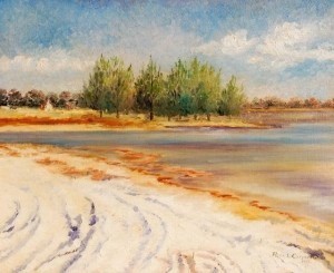 Carpenter, Rene Littell. Orlando. Around the Bend From the Yacht Club Basin, Gulfport, 1959. Oil on board, 18 by 24 inches.
