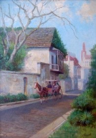Cassanelli. Victor.  Avile St., St. Augustine. Oil on board, 10 one half by 14 one half inches.