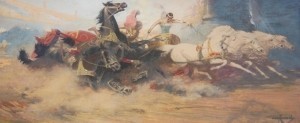 Cassidy, Asa. Mixed Media, 9 three quarters bny 22 three quarters inches. Ben Hur, Exhibited Sarasota 1927. Done for advertising campaign for film Ben Hur.