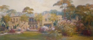 Cassidy, Asa. Sarasota. Crosley Mansion, 1935. Oil on canvas, 17 one half by 39 and one half inches.