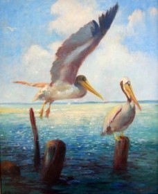 Cassidy, Asa. That Wonderful Bird The Pelican. Oil on canvas, 20 byh 25 and one quarter inches.