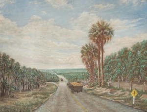 Citrus Road, circa 1935. Unsigned oil on board, 28 by 36 inches.