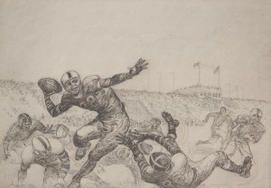 Hagerman, Kent. Bowl Action. Etching, 6 one half by 9 one half inches.