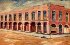 Hall, Max. Tampa. El Pasale Hotel, Ybor City. Oil on board, 22 by 34 inches. 1