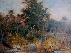 Higgins, George Frank. Boston Art Club. Florida Retreat. Oil on canvas, 12 by 16 inches.