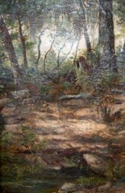 Higgins, George Frank. Florida Jungle. Oil on canvas, 12 by 18 inches.