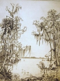 Hill, Polly Knipp. Booker Creek, Florida. Etching 6 58 by 8 58.