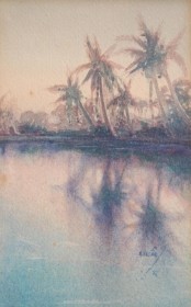Hilton, Harold. Jacksonville. Watercolor, 5 by 9 one half inches.