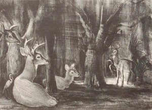 Huntley, Victoria Hudson. Florida Deer, 1949. Etching 9 58 by 13 14 inches.