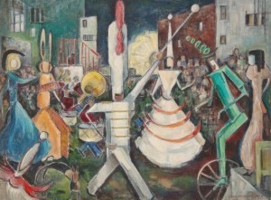 Kellner, Charlotte M. Fiesta, Hollywood, Florida circa 1950. Oil on board, 29 by 39 inches.