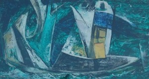 Leech, Hilton. Sarasota. Fear Not. Gouache on paper,l 15 and one half by 28 and one half inches.