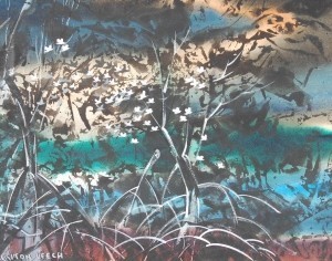 Leech, Hilton. Sarasota. Mangrove Birds. Watercolor, 11 by 15 inches.