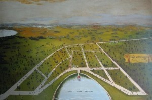 McDonald, D. Orlando. Lake Barton Park, Among the Trees. Oil on board, 40 by 60 inches.
