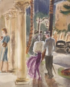 Morton, Katherine Gibson. Worth Avenue, Palm Beach. Watercolor, 8 one half by 10 one half inches. ,