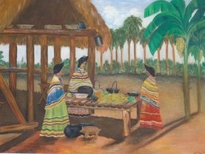 Penalane, Jimmy. Seminole Camp. Oil on board 36 by 40 inches.