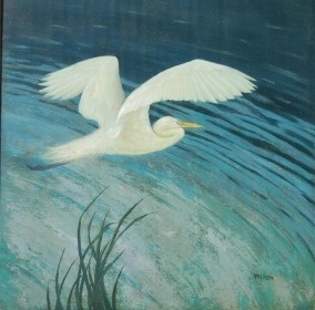 Plath, Karl. Sprit of  The Everglades, American Egret. Oil on board, 30 one half by 30 one half.
