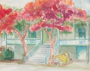 Reilly, Elvira. Key West, watercolor, 15 one half by 19 one half inches.