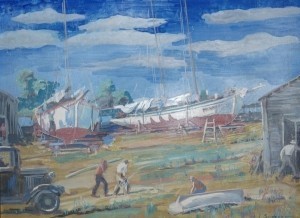 Sawyer, Philip. The Marine Ways, Sunshine Camp, Tarpon Springs. Oil on board, 12 by 16 inches.