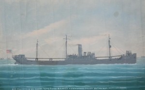 Selby, Joe. Attributed to. Mixed media, 16 by 25 inches. USS Pensacola, Lt. Commander Jesse Suith, USNRF, commanding officer in the war with Germany.