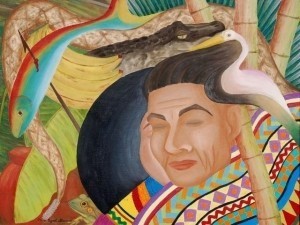 Sherman, Neva Byrd. Tampa. Seminoles, 1951. OIl on board 22 by 28 and one quarter inches.