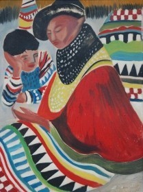 Small, Alice Jean. University of Tampa. Seminole Mother and Child. Oil on board, 18 by 24 inches.