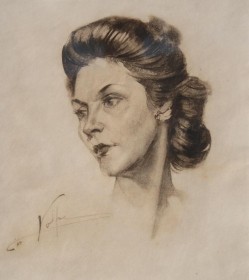 Volpe, Nicholas. Jacksonville. Florence Seymour, 1945. Charcoal, 15 one half inches by 17 one half inches. Volpe the first professor of art at Jacksonville University. Seymour, President, FFA.