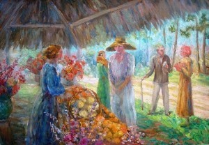 Wells, Lillian. Sunday After Church, DeLand. Two sided painting. Oil on board, 14 by 20 inches.