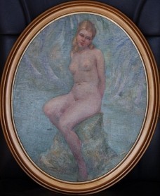 Woodward, Dewing. Attributed to. Oil on board, 15 and one half by 19 and one half inches.